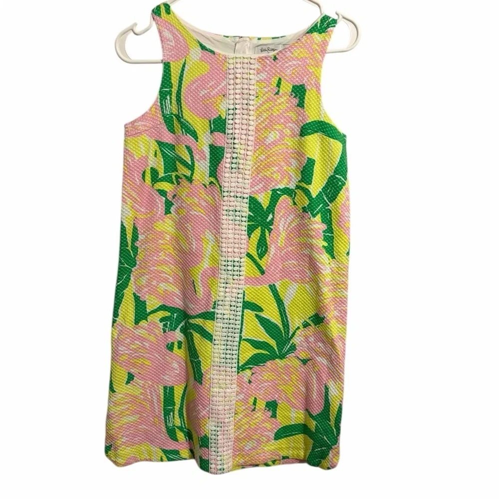 Lilly Pulitzer For Target Girl Yellow Pink Flamingo Print Dress Sleeveless 14/16